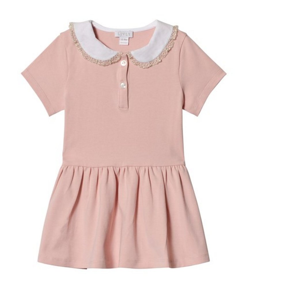 New with tag LIVLY Short Sleeve Marianne Dress Pink Baby Girl's 12-18 Months $58